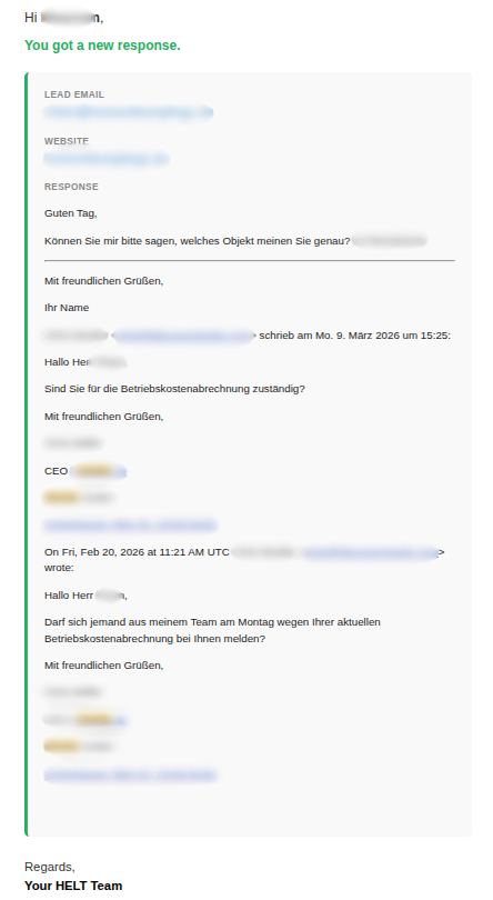 Email sent confirmation